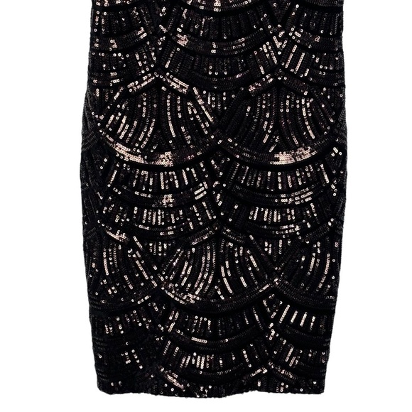 DRESS THE POPULATION TABITHA BRONZE ART DECO SEQUIN CAP SLEEVE SHEATH DRESS - Picture 8 of 16